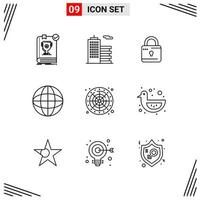 9 Icons Line Style Grid Based Creative Outline Symbols for Website Design Simple Line Icon Signs Isolated on White Background 9 Icon Set vector