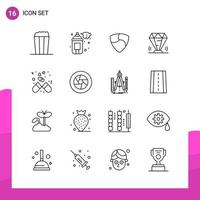 paquete de conjunto de iconos de contorno de 16 iconos de línea aislados en fondo blanco para aplicaciones móviles y de impresión de diseño de sitios web receptivos vector