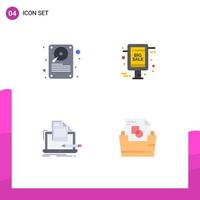 User Interface Pack of 4 Basic Flat Icons of data coding storage sale advertisement list Editable Vector Design Elements