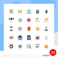 Mobile Interface Flat Color Set of 25 Pictograms of living fire network walkie talkie police radio Editable Vector Design Elements