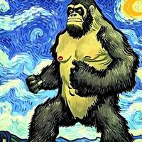 Giant Gorilla Stomping Through the Land vector