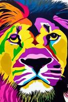 colorido y fuerte como un león vector