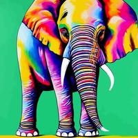 Psychedelic Pop Groovy Elephant Portrait vector