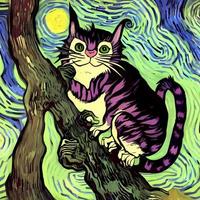 gato de Cheshire trepando a un árbol vector