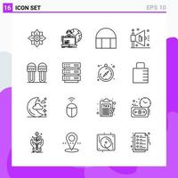 Set of 16 icons in Line style Creative Outline Symbols for Website Design and Mobile Apps Simple Line Icon Sign Isolated on White Background 16 Icons vector