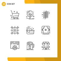 Modern Set of 9 Outlines and symbols such as hot bath rule china programing design Editable Vector Design Elements