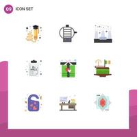 Set of 9 Modern UI Icons Symbols Signs for present box pollution clip board formula Editable Vector Design Elements