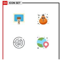 Group of 4 Modern Flat Icons Set for backboard labyrinth board turkey world Editable Vector Design Elements