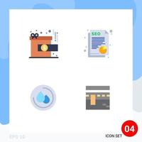 4 Universal Flat Icons Set for Web and Mobile Applications achievement droop reward seo kaaba Editable Vector Design Elements