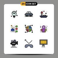 Universal Icon Symbols Group of 9 Modern Filledline Flat Colors of map construction fun candidate career Editable Vector Design Elements