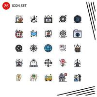 Pack of 25 creative Filled line Flat Colors of global design desk coding settings Editable Vector Design Elements