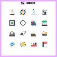Modern Set of 16 Flat Colors Pictograph of box check color wheel system lock Editable Pack of Creative Vector Design Elements