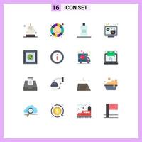 Modern Set of 16 Flat Colors Pictograph of box check color wheel system lock Editable Pack of Creative Vector Design Elements