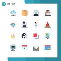 16 iconos creativos signos y símbolos modernos de datos de función e organización empresarial paquete editable de elementos de diseño de vectores creativos