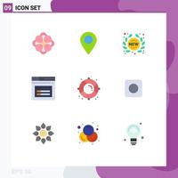 Set of 9 Commercial Flat Colors pack for buoy web label page store Editable Vector Design Elements