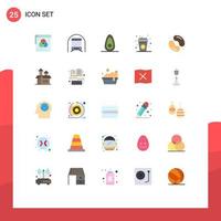 User Interface Pack of 25 Basic Flat Colors of candy cup vehicles coffee break break Editable Vector Design Elements