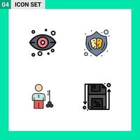 Stock Vector Icon Pack of 4 Line Signs and Symbols for eye solution view idea lock Editable Vector Design Elements