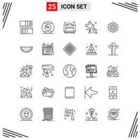 25 Icons Line Style Grid Based Creative Outline Symbols for Website Design Simple Line Icon Signs Isolated on White Background 25 Icon Set vector