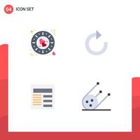 Modern Set of 4 Flat Icons Pictograph of dinner basic romantic refresh science Editable Vector Design Elements