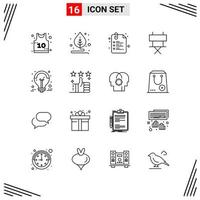 16 Icons Line Style Grid Based Creative Outline Symbols for Website Design Simple Line Icon Signs Isolated on White Background 16 Icon Set vector