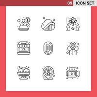 9 Thematic Vector Outlines and Editable Symbols of identity store physics shopping groceries Editable Vector Design Elements