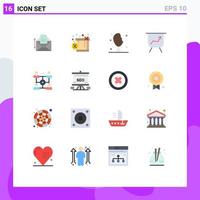 16 Universal Flat Color Signs Symbols of share network chicken leg business board Editable Pack of Creative Vector Design Elements