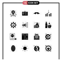 Set of 16 Modern UI Icons Symbols Signs for cashing men id card male hipster Editable Vector Design Elements