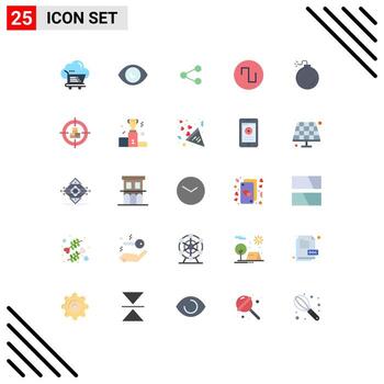Pictogram Set of 25 Simple Flat Colors of explosive wave view square sharing Editable Vector Design Elements