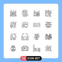 User Interface Pack of 16 Basic Outlines of electric computer photo cable spa Editable Vector Design Elements