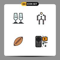 Universal Icon Symbols Group of 4 Modern Filledline Flat Colors of celebration afl toasting capture football Editable Vector Design Elements