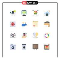 Modern Set of 16 Flat Colors and symbols such as success target graphical tax arithmetic Editable Pack of Creative Vector Design Elements