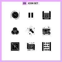 9 User Interface Solid Glyph Pack of modern Signs and Symbols of caravan left construction up web Editable Vector Design Elements