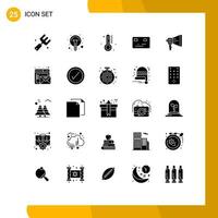 Pictogram Set of 25 Simple Solid Glyphs of digital payment light bulb money rain Editable Vector Design Elements