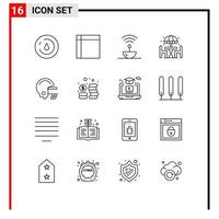 16 User Interface Outline Pack of modern Signs and Symbols of table living house home signal Editable Vector Design Elements