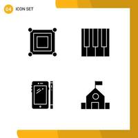 User Interface Pack of 4 Basic Solid Glyphs of board phone box music mobile Editable Vector Design Elements