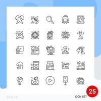 Set of 25 Modern UI Icons Symbols Signs for development leg find chicken lift Editable Vector Design Elements