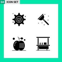 Pack of 4 Solid Style Icon Set Glyph Symbols for print Creative Signs Isolated on White Background 4 Icon Set vector