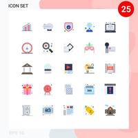 grupo de 25 signos y símbolos de colores planos para aumentar la velocidad de la seguridad de inicio objetivo elementos de diseño de vectores editables