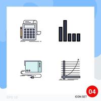 Set of 4 Commercial Filledline Flat Colors pack for accounting card calculation phone interface Editable Vector Design Elements