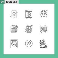 Group of 9 Outlines Signs and Symbols for sheet page balloons file business Editable Vector Design Elements