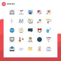 Pack of 25 Modern Flat Colors Signs and Symbols for Web Print Media such as virus organ cloud hepatitis platform Editable Vector Design Elements