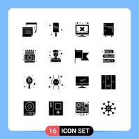 16 Universal Solid Glyph Signs Symbols of box equipment computer electronic devices Editable Vector Design Elements