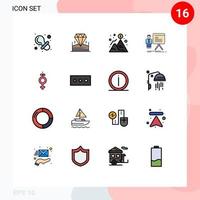 Set of 16 Modern UI Icons Symbols Signs for progress chart achievement businessman dollar Editable Creative Vector Design Elements