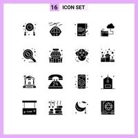 User Interface Pack of 16 Basic Solid Glyphs of lab file scandinavia storage cloud Editable Vector Design Elements