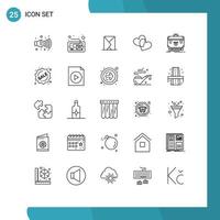 25 iconos creativos, signos y símbolos modernos de maletín financiero, sobres, favoritos de amor, elementos de diseño vectorial editables vector