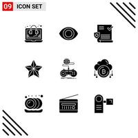 Mobile Interface Solid Glyph Set of 9 Pictograms of multiplayer gaming file game holiday Editable Vector Design Elements