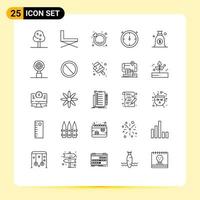 paquete de iconos de vector de stock de 25 signos y símbolos de línea para elementos de diseño de vector editables de temporizador de dinero de compromiso de bolsa de Internet