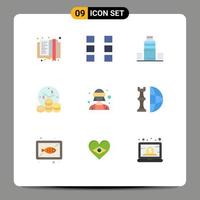 User Interface Pack of 9 Basic Flat Colors of avatar money bottle investment sport Editable Vector Design Elements