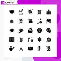 Group of 25 Modern Solid Glyphs Set for construction building environment dollar business Editable Vector Design Elements