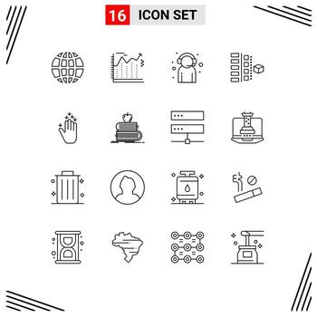 grupo de símbolos de iconos universales de 16 esquemas modernos de fases del asistente del plan de productos compatibles con elementos de diseño de vectores editables